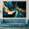 Blue And Gold Abstract Painting Print 100% Australian Made