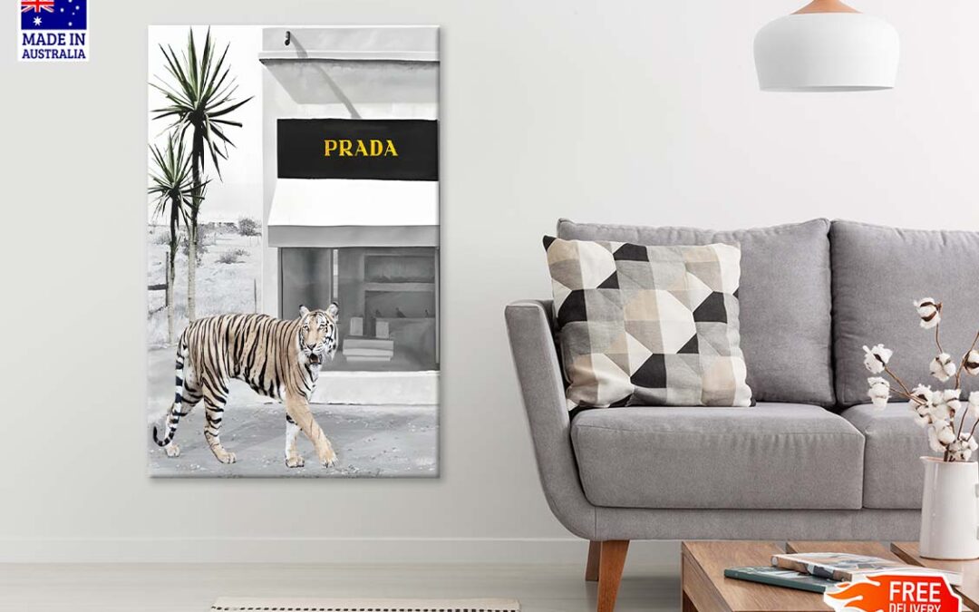 Tiger With Elegant Black and White Fashion Store Print 100% Australian Made