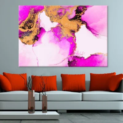Black Pink & Gold Splash Abstract Design Print 100% Australian Made
