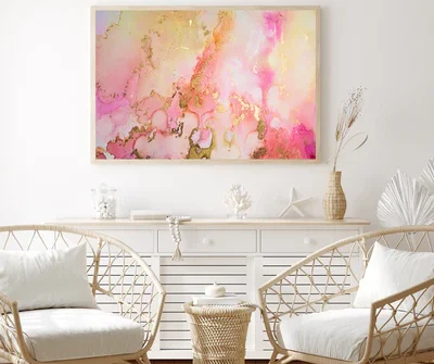 Pink Yellow & Gold Abstract Design Home Decor Premium Quality Poster Print Choose Your Sizes