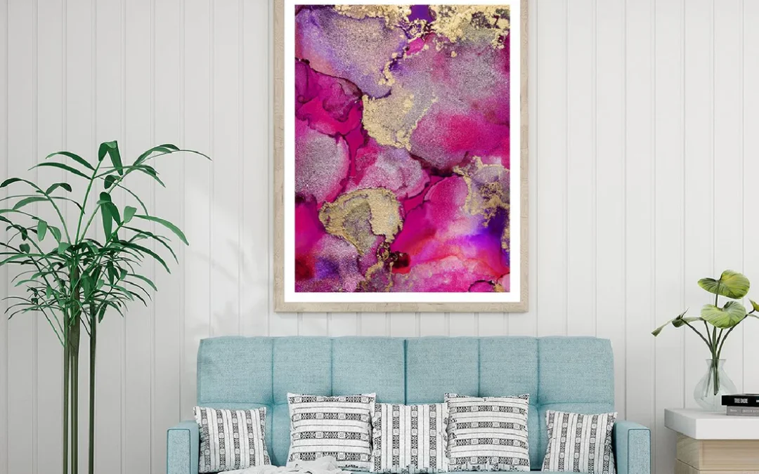 Purple Pink Gold Splash Abstract Design Home Decor Premium Quality Poster Print Choose Your Sizes