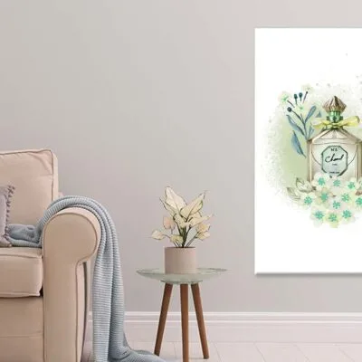 Green Colored Perfume with Flowers Print 100% Australian Made