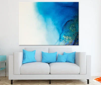White & Blue Abstract Design Print 100% Australian Made