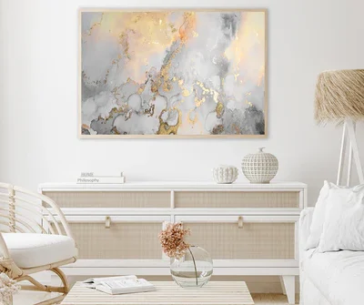 Gray Yellow & Gold Abstract Design Home Decor Premium Quality Poster Print Choose Your Sizes