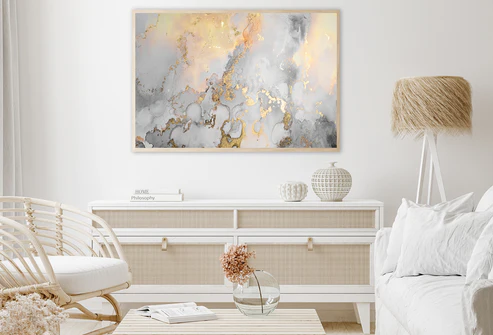 Gray Yellow & Gold Abstract Design Home Decor Premium Quality Poster Print Choose Your Sizes