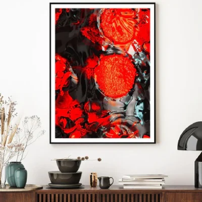 Red Black Blot Paint Abstract Design Home Decor Premium Quality Poster Print Choose Your Sizes