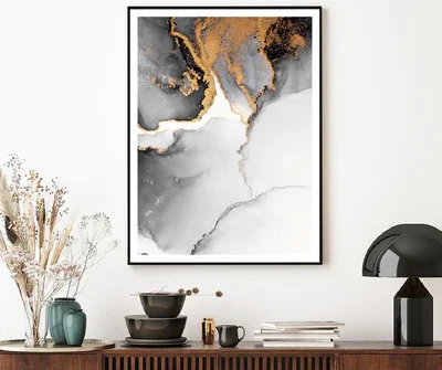 Black Gold Marble Liquid Abstract Design Home Decor Premium Quality Poster Print Choose Your Sizes