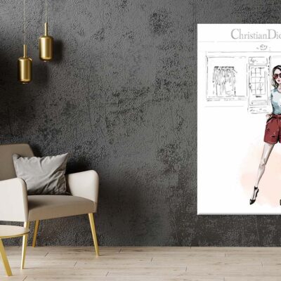 Red Stylish Girl with Elegant Fashion Store Print 100% Australian Made