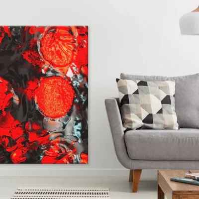 Red Black Blot Paint Abstract Design Print 100% Australian Made