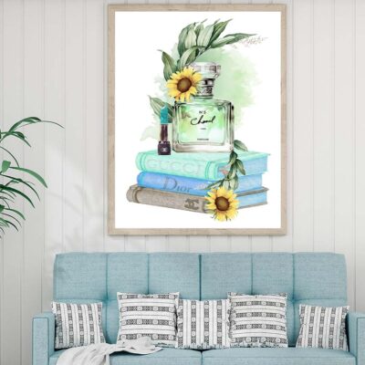 Sunflower Green Colored Perfume Design Home Decor Premium Quality Poster Print Choose Your Sizes