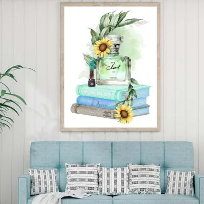 Sunflower Green Colored Perfume Design Home Decor Premium Quality Poster Print Choose Your Sizes