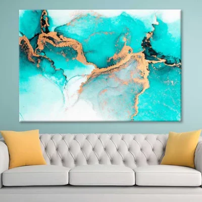 Blue Gold Alcohol Ink Print 100% Australian Made