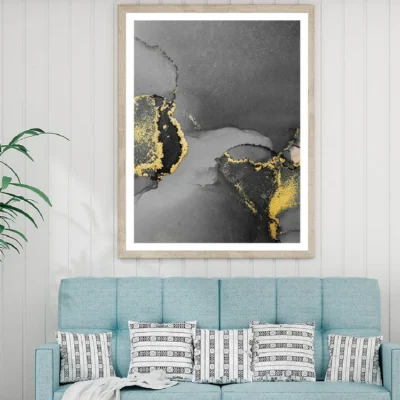Dark Gold & Black Abstract Design Home Decor Premium Quality Poster Print Choose Your Sizes