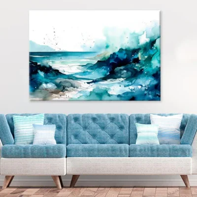 Serene Ocean Paint In Watercolor Print 100% Australian Made