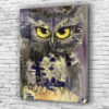Yellow Eye Owl Painting Print Tempered Glass Wall Art 100% Made in Australia Ready to Hang