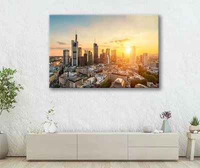 Bella Home Frankfurt Skyline & Finance District Print Canvas Ready to hang