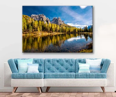 Bella Home Autumn View at Lake Antorno Italy Print Canvas Ready to hang