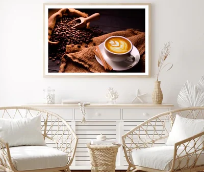 Cup Of Coffee with A Spoon and Some Coffee Beans Home Decor Premium Quality Poster Print Choose Your Sizes