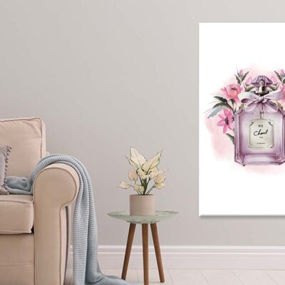 Pink Purple Perfume with Flowers Print 100% Australian Made