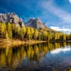 Bella Home Autumn View at Lake Antorno Italy Print Canvas Ready to hang - Image 3