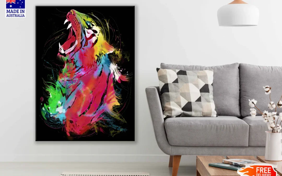 Colorful Tiger Portrait Watercolor Painting Print 100% Australian Made
