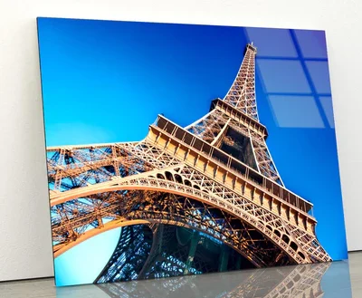 Eiffel Tower & Blue Sky Acrylic Glass Print Tempered Glass Wall Art 100% Made in Australia Ready to Hang