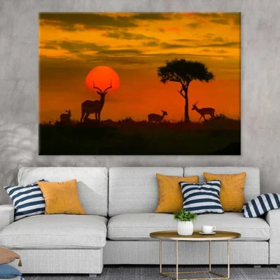 Deer in Kruger Park Sunset View Photograph Print 100% Australian Made