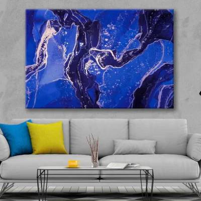 Bella Home Black Purple Blue & Gold Abstract Print Canvas Ready to hang