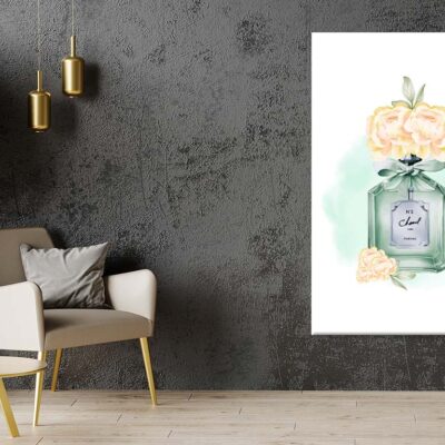 Green Elegant Perfume with Yellow Shaded Flowers Print 100% Australian Made