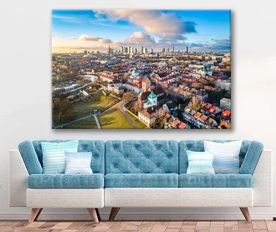 Bella Home Warszawa City View From Drone City Print Canvas Ready to hang