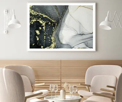 Black White & Gold Abstract Art Home Decor Premium Quality Poster Print Choose Your Sizes