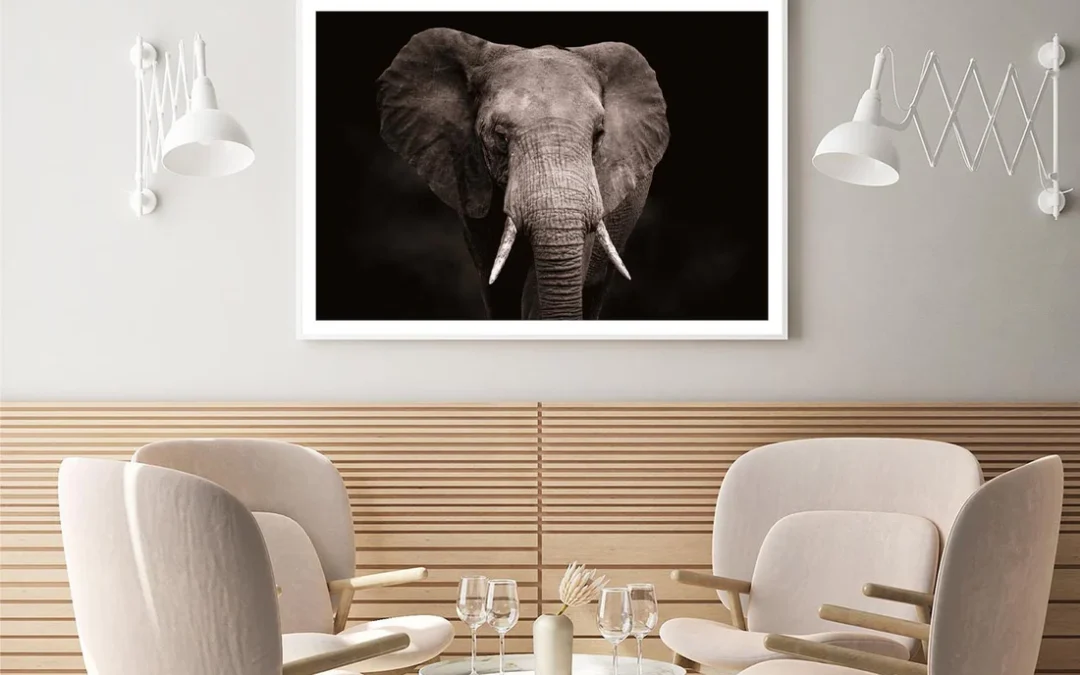 Elephant With Tusks Walking Home Decor Premium Quality Poster Print Choose Your Sizes