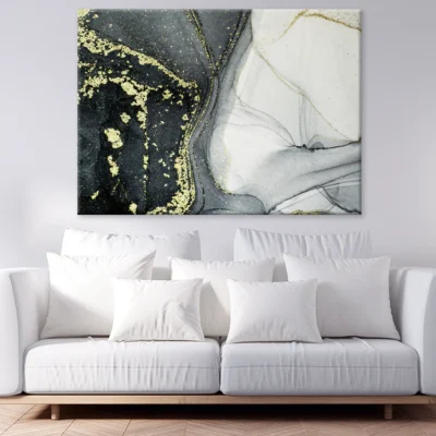 Black White & Gold Abstract Art Print 100% Australian Made