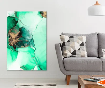 Green & Gold Splash Abstract Design Print 100% Australian Made