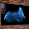 Blue Feather on Dark Print Tempered Glass Wall Art 100% Made in Australia Ready to Hang - Image 2