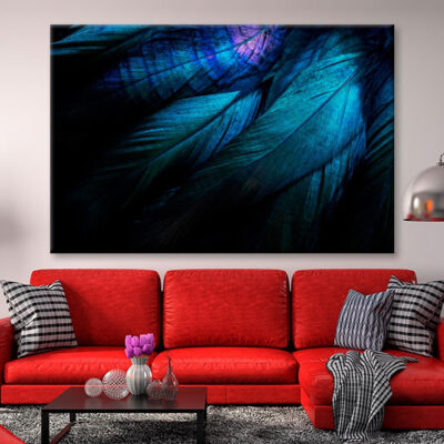 Stylish Dark Feather Closeup View Wall Art Decor 100% Australian Made