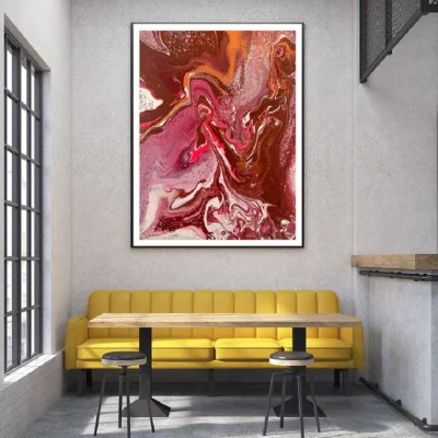 White Pink & Red Abstract Acrylic Design Home Decor Premium Quality Poster Print Choose Your Sizes