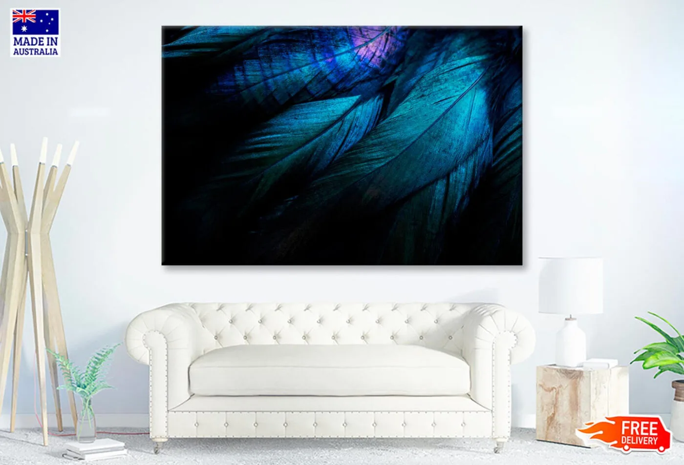Stylish Dark Feather Closeup View Wall Art Decor 100% Australian Made - Image 2