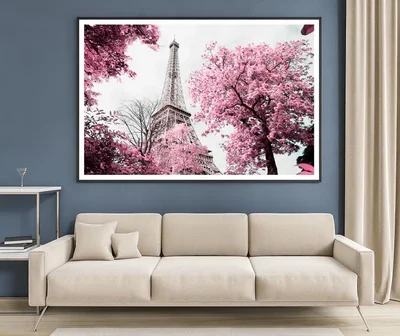 Pink Tree In Front of The Eiffel Tower Home Decor Premium Quality Poster Print Choose Your Sizes