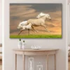 Bella Home Grass Field & Horses Sunset View Print Canvas Ready to hang