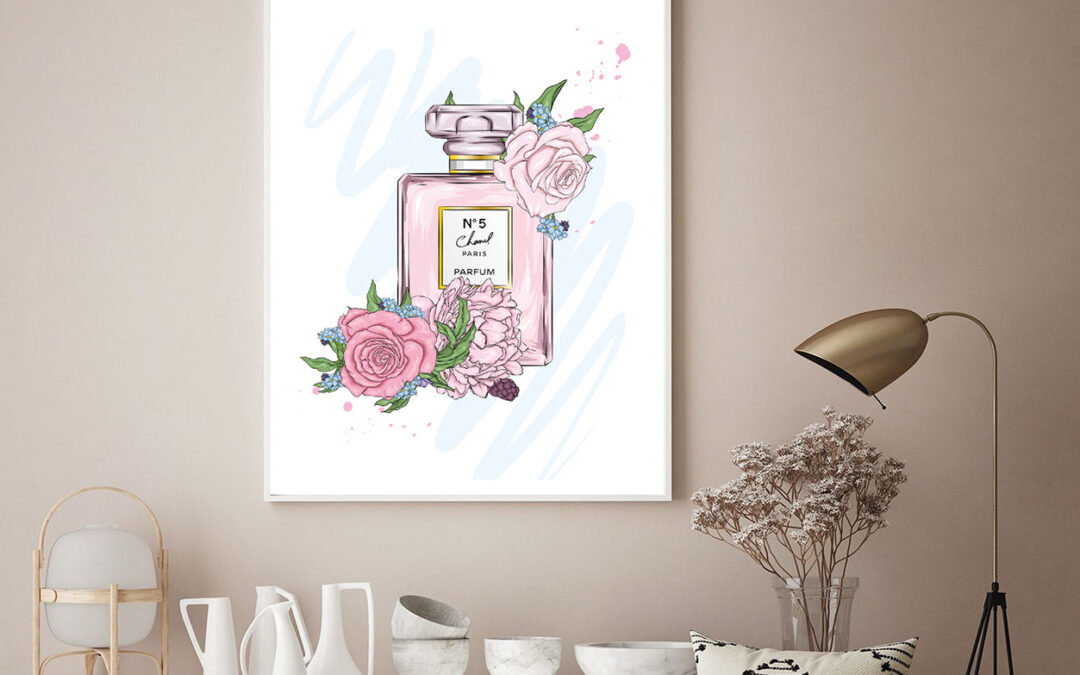Perfume Bottle & Roses Leaves Home Decor Premium Quality Poster Print Choose Your Sizes
