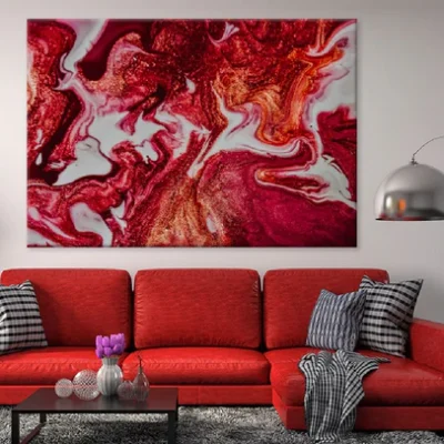 Red Acrylic Abstract Design Painting Print 100% Australian Made
