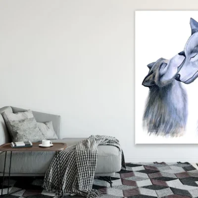 Wolf and Baby Wolf Abstract Design Print 100% Australian Made