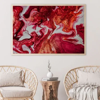 Red Acrylic Abstract Painting Home Decor Premium Quality Poster Print Choose Your Sizes