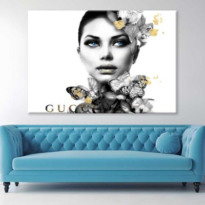 Bella Home Black and White Fashion Girl  Print Canvas Ready to hang