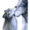 Wolf and Baby Wolf Abstract Design Print 100% Australian Made - Image 2