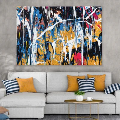 White Orange & Blue Painting Art Print 100% Australian Made