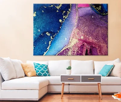 Dark Blue & Pink Gold Abstract Design Print 100% Australian Made