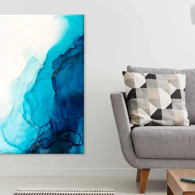 Blue & White Liquid Abstract Art Print 100% Australian Made