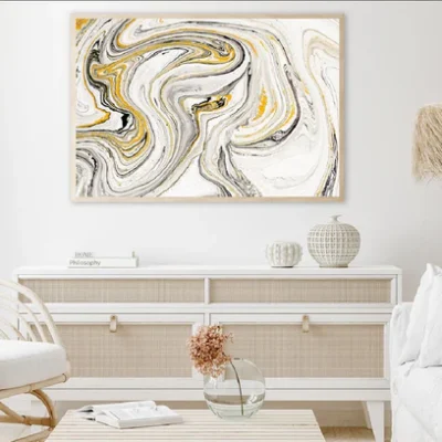 White & Black Gold Lines Abstract Design Home Decor Premium Quality Poster Print Choose Your Sizes
